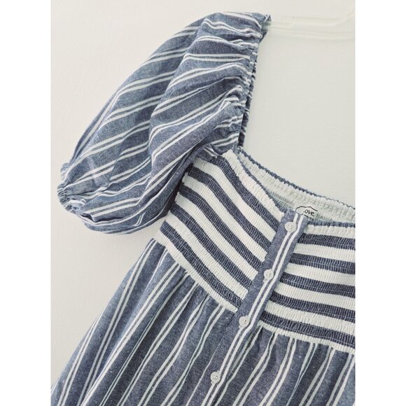 Emerson Fry Love Tomas Cotton Smock Striped Maxi Cottagecore Ruffle Dress S XS - Picture 10 of 10